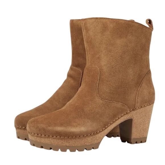 Aetrex Womens Scarlett Bootie EU 40 US 9-9.5M Brown Suede Shearling Lining NWOB - Picture 1 of 13